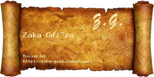 Zaka Géza névjegykártya