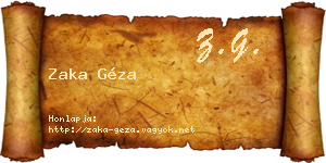 Zaka Géza névjegykártya